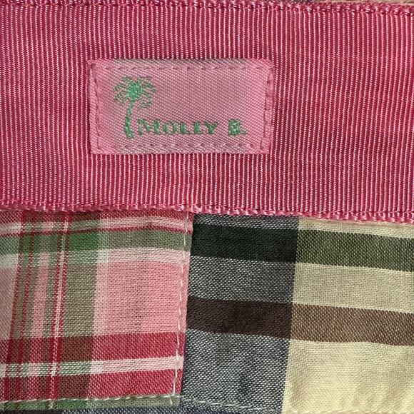 Molly B Patchwork Plaid Tote Bag Bamboo Handles Pink Trim - Picture 2 of 7
